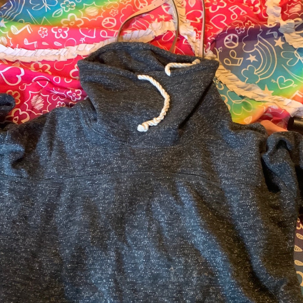 Turtle neck hoodie Dark blue color